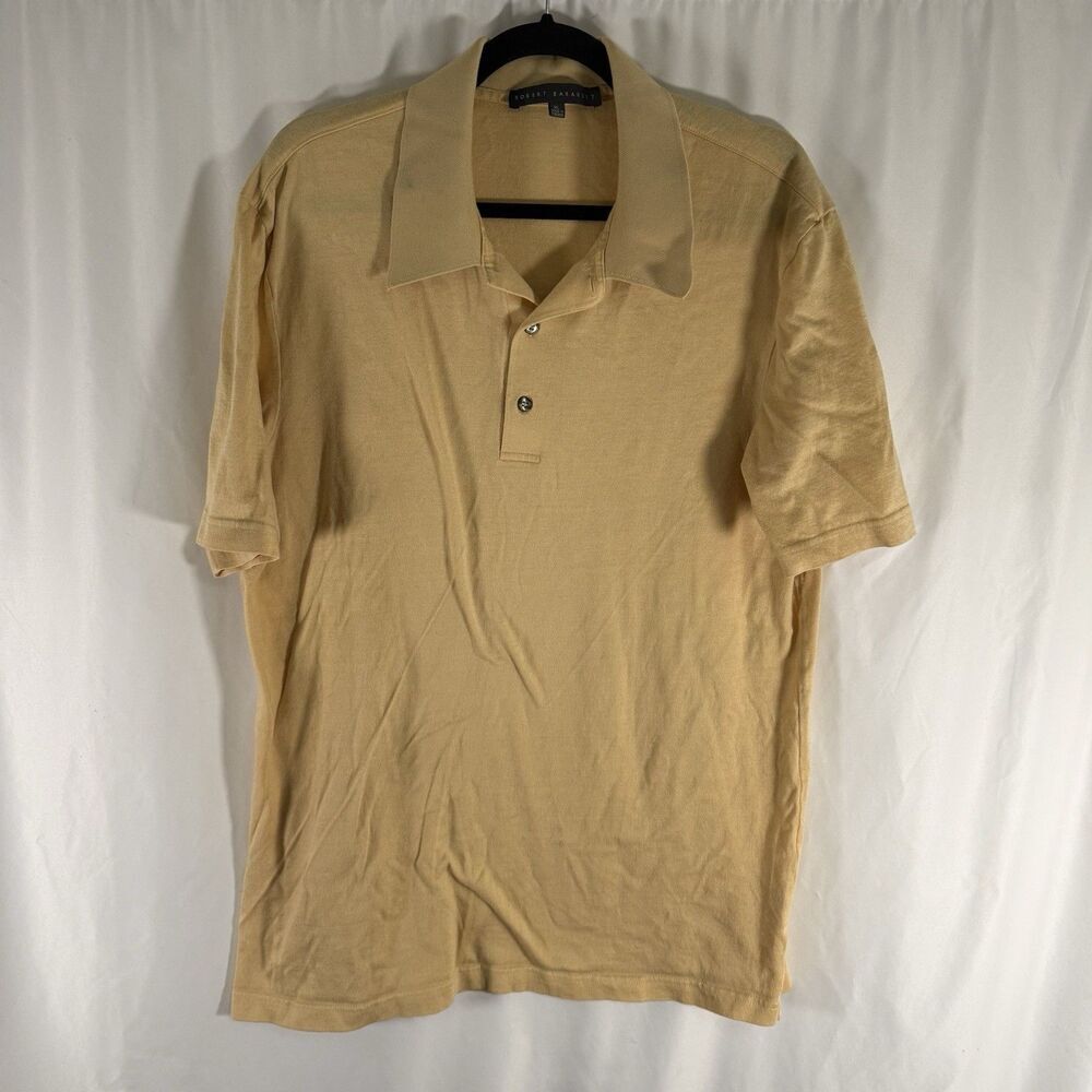 Robert Barakett Polo Men's XL Yellow Short Sleeve Collared 100% Cotton